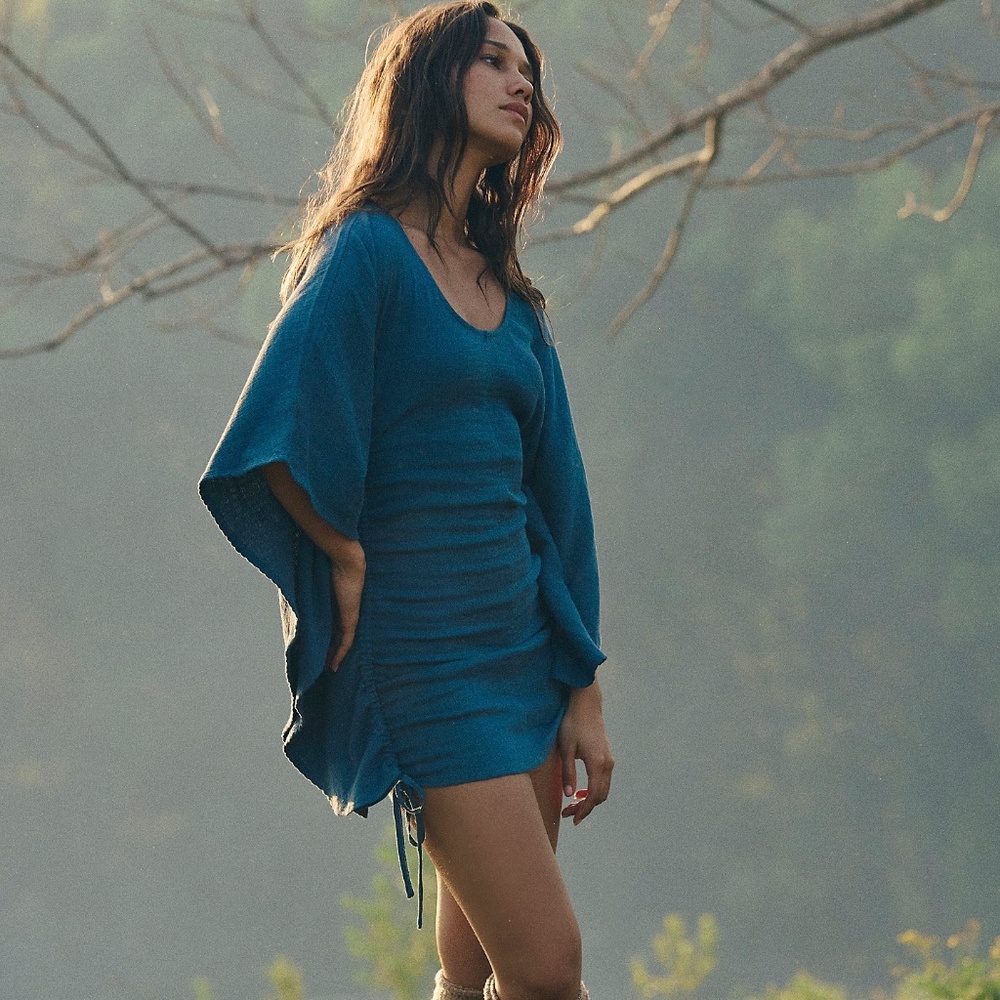 NWT Free People Dressed Up Ruched Mini Dress